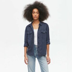 EUC MICHAEL STARS LINEN WHITNEY SHACKET in color ADMIRAL (Size:L)